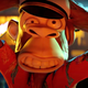 A Bored Ape Yacht Club ape with hands over its head grimaces while wearing a captain's hat and Hawaiian shirt.